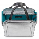 Aleksandra Badura - Clio Mini Bag - Calfskin Shopper Bag - Onyx & Silver - Luxury High Quality Leather Bag