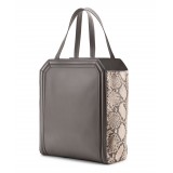 Aleksandra Badura - Clio Bag - Calfskin & Snake Bag - Ash & Roccia - Luxury High Quality Leather Bag