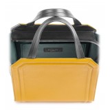 Aleksandra Badura - Clio Mini Bag - Borsa Shopper in Vitello e Pitone - Mostarda Grafite - Borsa in Pelle di Alta Qualità Luxury
