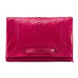 Aleksandra Badura - Privee Clutch - Calfskin & Python Envelope Clutch - Fuchsia - Luxury High Quality Leather Bag