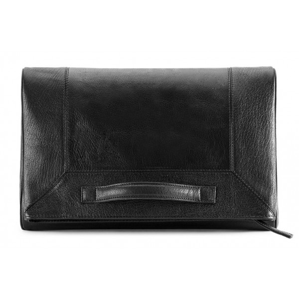 Aleksandra Badura - Privee Clutch - Goatskin Envelope Clutch - Onyx - Luxury High Quality Leather Bag