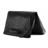 Aleksandra Badura - Privee Clutch - Calfskin & Python Envelope Clutch - Onyx - Luxury High Quality Leather Bag