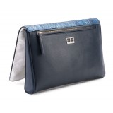 Aleksandra Badura - Privee Clutch - Calfskin & Python Envelope Clutch - Fuchsia - Luxury High Quality Leather Bag