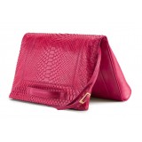 Aleksandra Badura - Privee Clutch - Calfskin & Python Envelope Clutch - Fuchsia - Luxury High Quality Leather Bag