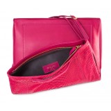 Aleksandra Badura - Privee Clutch - Calfskin & Python Envelope Clutch - Fuchsia - Luxury High Quality Leather Bag