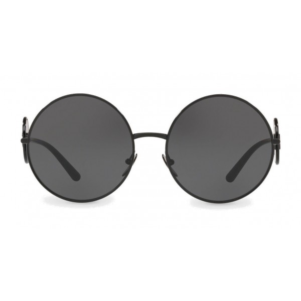 Dolce & Gabbana - Round Metal Sunglasses with DG Detail - Brilliant Black - Dolce & Gabbana Eyewear