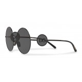 Dolce & Gabbana - Round Metal Sunglasses with DG Detail - Brilliant Black - Dolce & Gabbana Eyewear