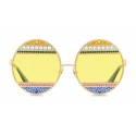 Dolce & Gabbana - Occhiali da Sole Ovali in Metallo con Cristalli - Oro Lucido e Multicolore - Dolce & Gabbana Eyewear