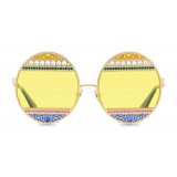 Dolce & Gabbana - Occhiali da Sole Ovali in Metallo con Cristalli - Oro Lucido e Multicolore - Dolce & Gabbana Eyewear