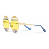 Dolce & Gabbana - Oval Metal Sunglasses with Crystals - Shiny Gold Multicolored - Dolce & Gabbana Eyewear
