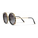 Dolce & Gabbana - Round Sunglasses in Gold Metal with Clip On Print Graffiti - Dolce & Gabbana Eyewear