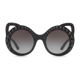Dolce & Gabbana - Occhiale da Sole Rotondo in Acetato con Cristalli - Nero - Dolce & Gabbana Eyewear