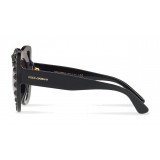 Dolce & Gabbana - Round Acetate Sunglasses with Crystals - Black - Dolce & Gabbana Eyewear