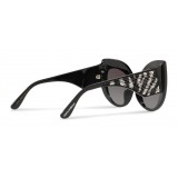 Dolce & Gabbana - Occhiale da Sole Cat-Eye Oversize in Acetato con Paillettes - Nero - Dolce & Gabbana Eyewear