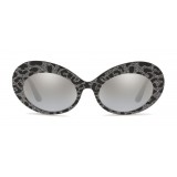 Dolce & Gabbana - Occhiale da Sole Ovale in Acetato - Leo con Glitter Argento - Dolce & Gabbana Eyewear