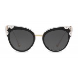 Dolce & Gabbana - Cat-Eye Sunglasses in Acetate with Metallic Details - Black and Crystal - Dolce & Gabbana Eyewear