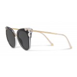 Dolce & Gabbana - Cat-Eye Sunglasses in Acetate with Metallic Details - Black and Crystal - Dolce & Gabbana Eyewear