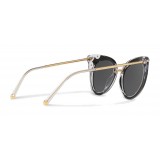 Dolce & Gabbana - Cat-Eye Sunglasses in Acetate with Metallic Details - Black and Crystal - Dolce & Gabbana Eyewear