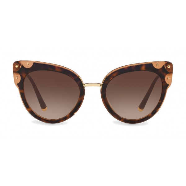 Dolce & Gabbana - Cat-Eye Sunglasses in Acetate with Metallic Details - Havana and Brown - Dolce & Gabbana Eyewear