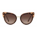 Dolce & Gabbana - Cat-Eye Sunglasses in Acetate with Metallic Details - Havana and Brown - Dolce & Gabbana Eyewear