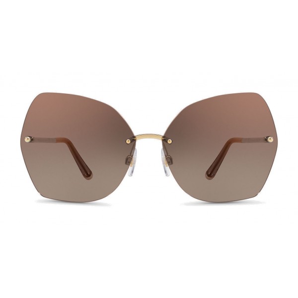 Dolce & Gabbana - Butterfly Sunglasses with Metallic Details - Gold Brown - Dolce & Gabbana Eyewear