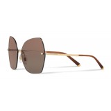 Dolce & Gabbana - Butterfly Sunglasses with Metallic Details - Gold Brown - Dolce & Gabbana Eyewear