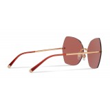 Dolce & Gabbana - Butterfly Sunglasses with Metallic Details - Burgundy Rose Gold - Dolce & Gabbana Eyewear