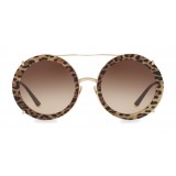 Dolce & Gabbana - Round Gold Metal Sunglasses with Clip On Leo - Dolce & Gabbana Eyewear