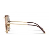 Dolce & Gabbana - Occhiale da Sole Rotondo in Metallo Dorato con Clip On Stampa Leo - Dolce & Gabbana Eyewear