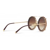 Dolce & Gabbana - Round Gold Metal Sunglasses with Clip On Leo - Dolce & Gabbana Eyewear