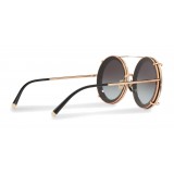 Dolce & Gabbana - Round Gold Metal Sunglasses with Clip On Rows and Roses - Dolce & Gabbana Eyewear