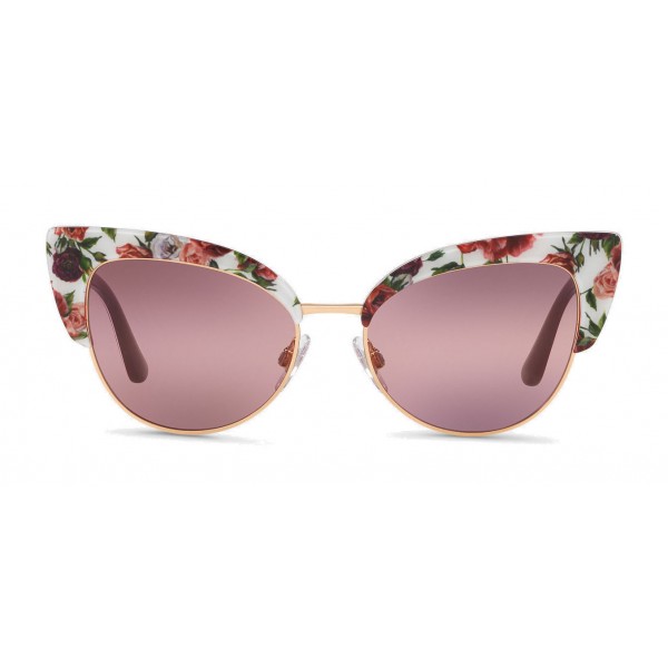Dolce & Gabbana - Cat-Eye Sunglasses in Floral Print Acetate - Burgundy - Dolce & Gabbana Eyewear