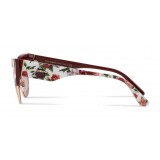 Dolce & Gabbana - Occhiale da Sole Cat-Eye in Acetato Stampa Floreale - Burgundy - Dolce & Gabbana Eyewear