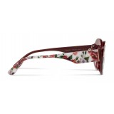 Dolce & Gabbana - Oval Sunglasses in Floral Print Acetate - Burgundy - Dolce & Gabbana Eyewear