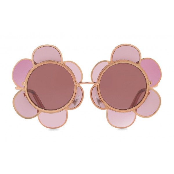 Dolce & Gabbana - Occhiale da Sole in Metallo Ispirazione Fiore - Oro Rosa - Dolce & Gabbana Eyewear