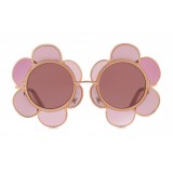 Dolce & Gabbana - Occhiale da Sole in Metallo Ispirazione Fiore - Oro Rosa - Dolce & Gabbana Eyewear