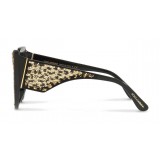 Dolce & Gabbana - Occhiale da Sole Cat-Eye con Decorazioni Pailettes - Pailettes Leo e Nero - Dolce & Gabbana Eyewear