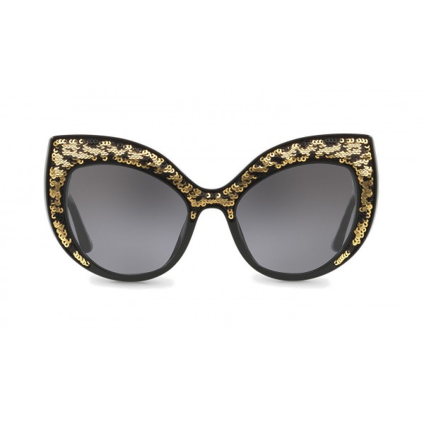 Dolce & Gabbana - Sunglasses Cat-Eye with Decorations Pailettes - Leo and Black Sequins - Dolce & Gabbana Eyewear
