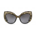 Dolce & Gabbana - Occhiale da Sole Cat-Eye con Decorazioni Pailettes - Pailettes Leo e Nero - Dolce & Gabbana Eyewear