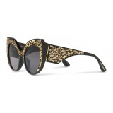 Dolce & Gabbana - Occhiale da Sole Cat-Eye con Decorazioni Pailettes - Pailettes Leo e Nero - Dolce & Gabbana Eyewear