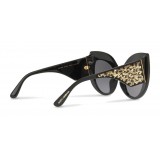 Dolce & Gabbana - Occhiale da Sole Cat-Eye con Decorazioni Pailettes - Pailettes Leo e Nero - Dolce & Gabbana Eyewear