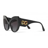 Dolce & Gabbana - Occhiale da Sole Cat-Eye in Acetato con Logo DG - Nero - Dolce & Gabbana Eyewear