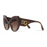 Dolce & Gabbana - Cat-Eye Sunglasses in Acetate with DG Logo - Havana - Dolce & Gabbana Eyewear