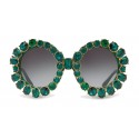 Dolce & Gabbana - Occhiale da Sole Rotondo con Cristalli Colorati - Verde - Dolce & Gabbana Eyewear