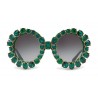 Dolce & Gabbana - Occhiale da Sole Rotondo con Cristalli Colorati - Verde - Dolce & Gabbana Eyewear