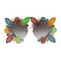 Dolce & Gabbana - Round Metal Sunglasses with Applications - Polished Gold and Multicolored Stones - Dolce & Gabbana Eyewear