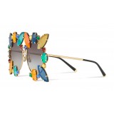 Dolce & Gabbana - Round Metal Sunglasses with Applications - Polished Gold and Multicolored Stones - Dolce & Gabbana Eyewear