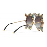 Dolce & Gabbana - Occhiale da Sole Rotondo in Metallo con Applicazioni - Oro Lucido e Pietre - Dolce & Gabbana Eyewear