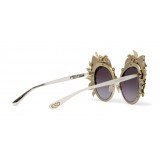 Dolce & Gabbana - Occhiale da Sole in Metallo Ricamo Ortensia - Oro e Ricamo Ortensia - Dolce & Gabbana Eyewear