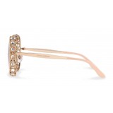 Dolce & Gabbana - Round Metal Sunglasses with Crystals - Rose Gold - Dolce & Gabbana Eyewear